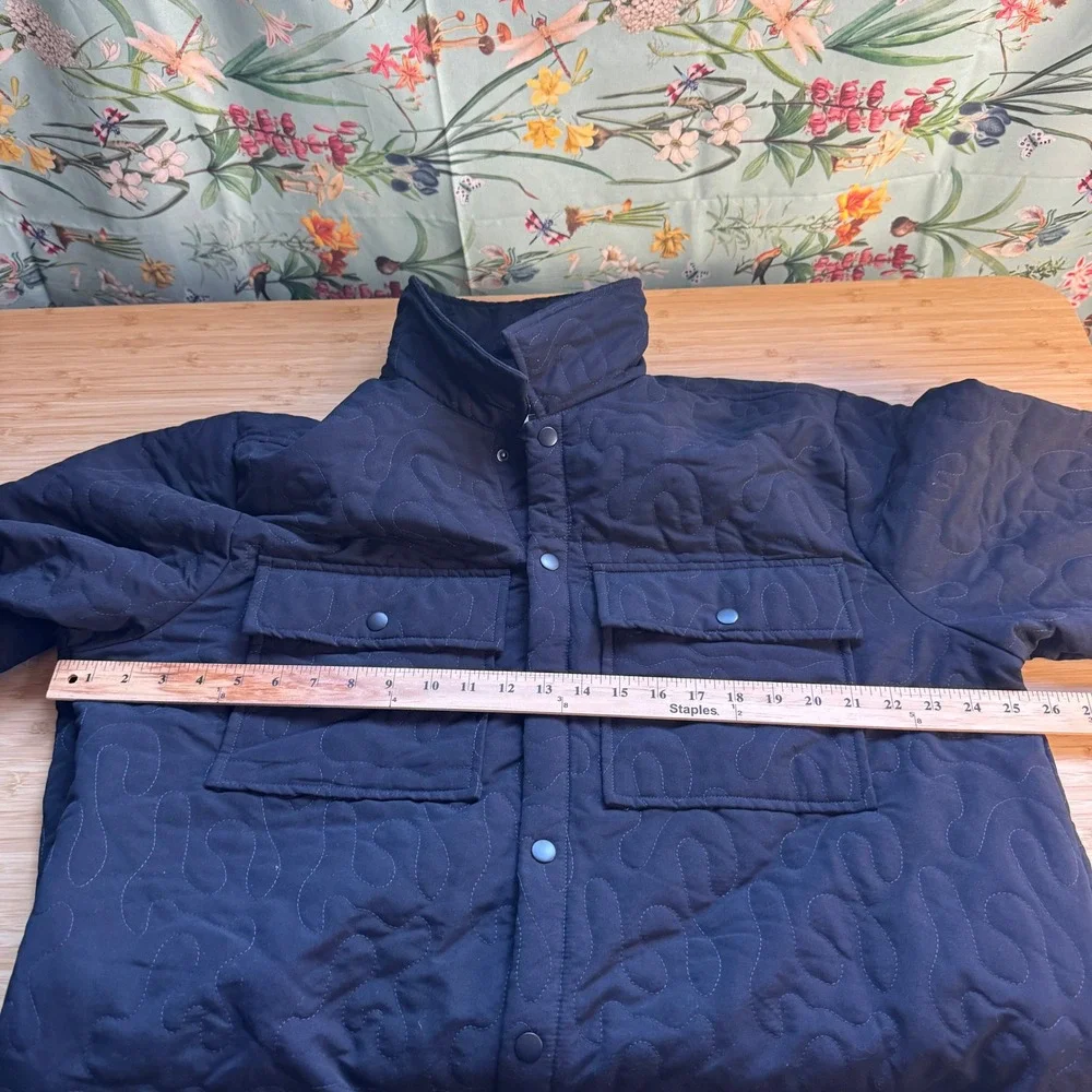 Mode of One Mens Quilted Jacket Deep Black Snap Front XL 100197726MN